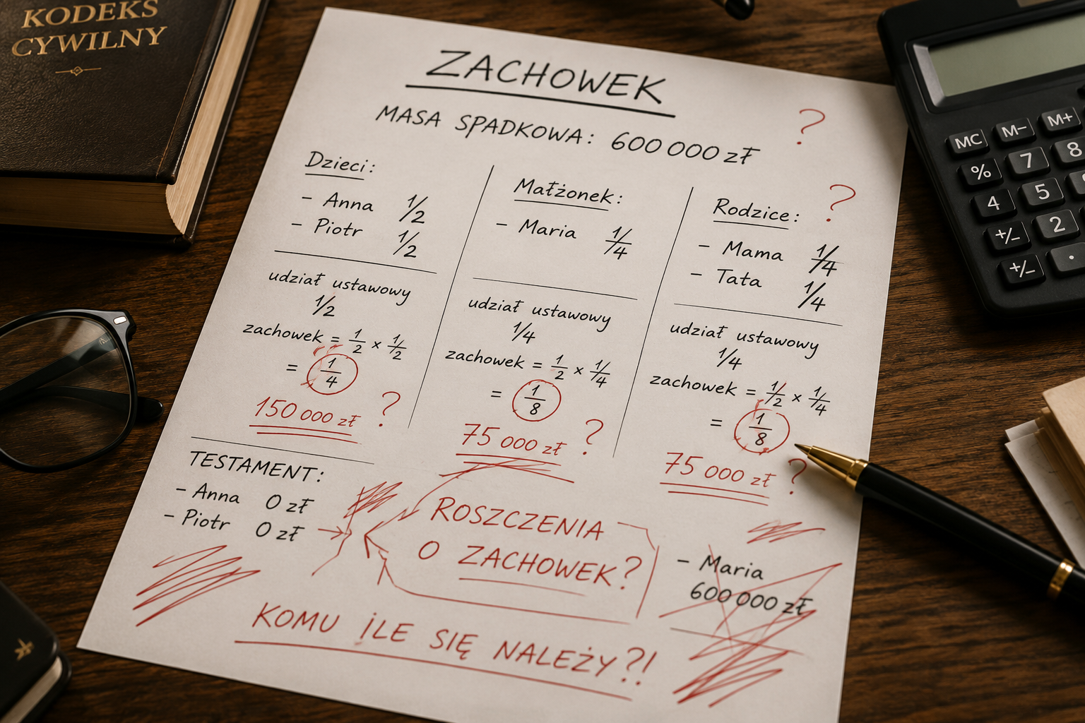 Zachowek – wyliczenie udziałów i wysokości roszczenia